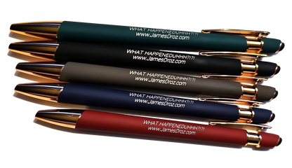 James Droz “What Happeneduhhh?!?!” Engraved Alpha Stylus Pen – Rose Gold Trim, Blue Ink, jamesdrozmerch.shop