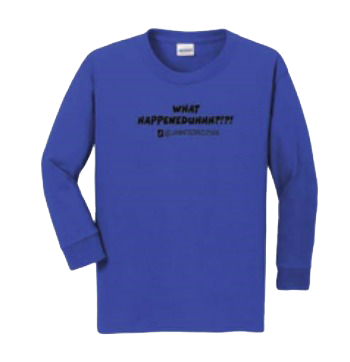James Droz “What Happeneduhhh?!?!” Long Sleeve Blue T-Shirt, jamesdrozmerch.shop