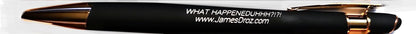 James Droz “What Happeneduhhh?!?!” Engraved Alpha Stylus Pen – Rose Gold Trim, Blue Ink, jamesdrozmerch.shop