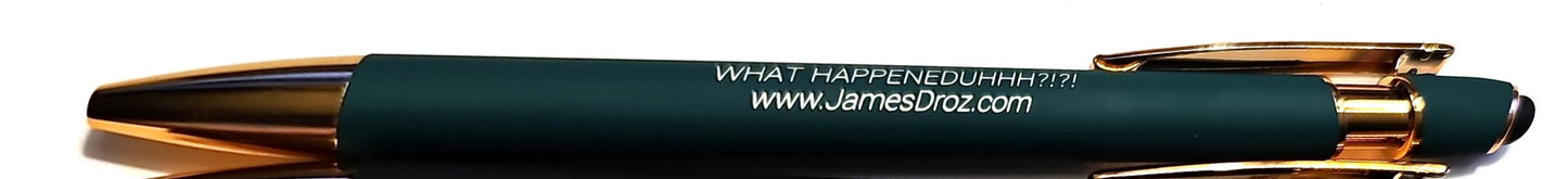 James Droz “What Happeneduhhh?!?!” Engraved Alpha Stylus Pen – Rose Gold Trim, Blue Ink, jamesdrozmerch.shop